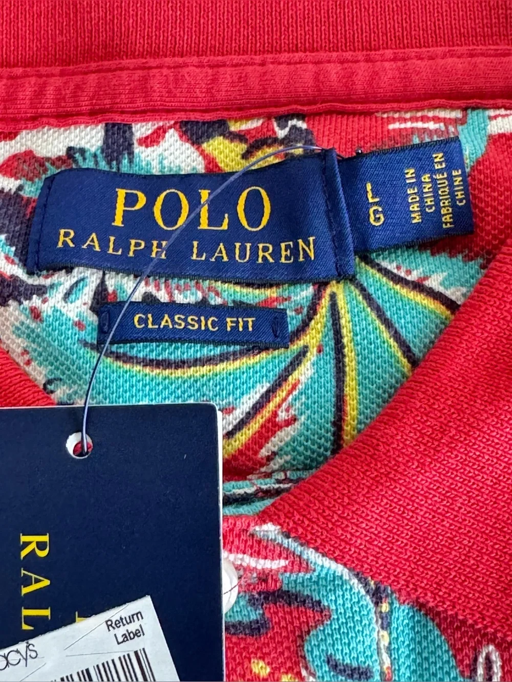 NWT Polo Ralph Lauren Aloha Tropical Print Polo Shirt Red Men’s L Classic Fit - Picture 5 of 12
